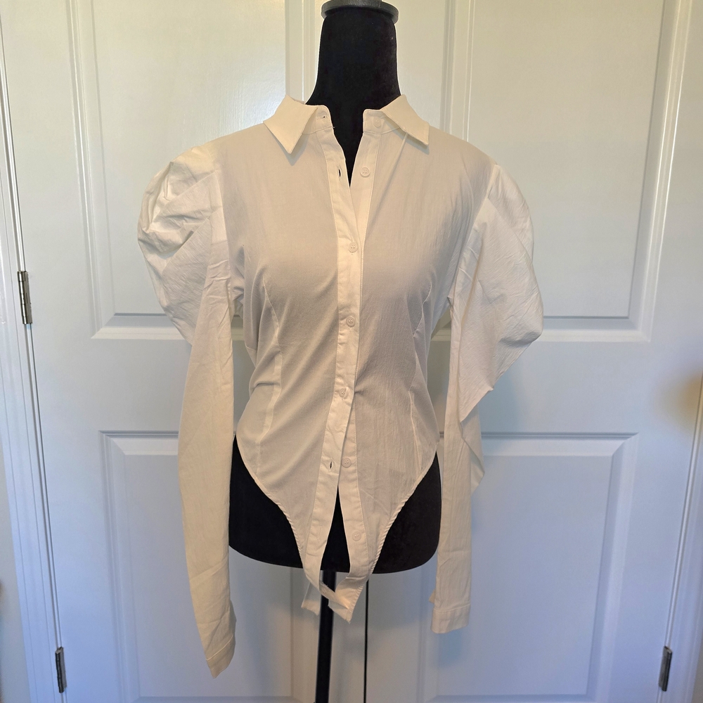 Rehab White Puff Sleeve Bodysuit